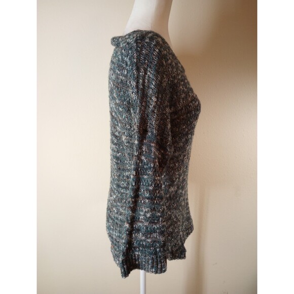 Maurices Womens Sweater Lg Green and Copper Metallic Open Knit Fabric 3/4 Sleeve - Picture 11 of 15